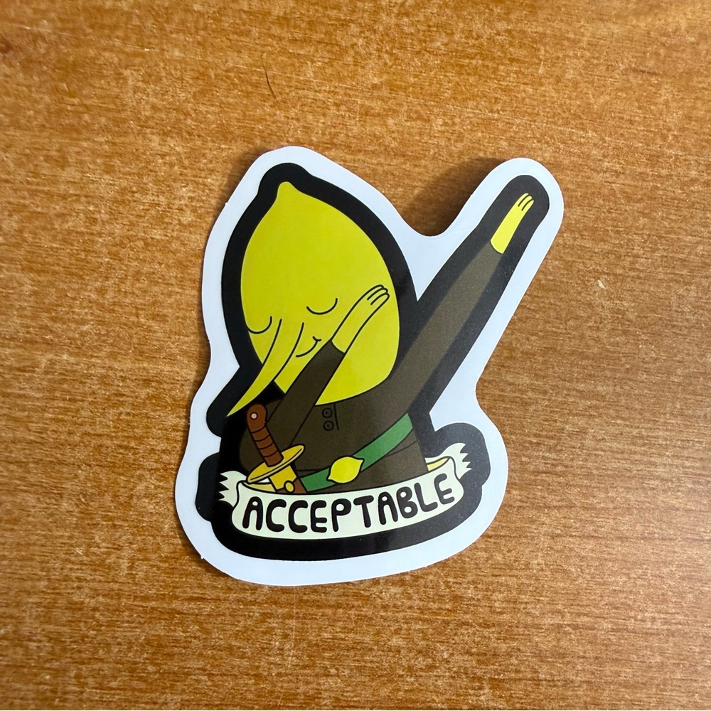 Quirky Lemon Character Sticker‎ - Yellow and Brown